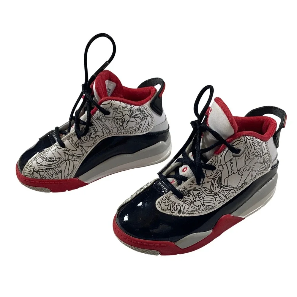 Jordan Dub Zero TD Toddler Sneakers White Black Red DV1358-160‎ Size 9C